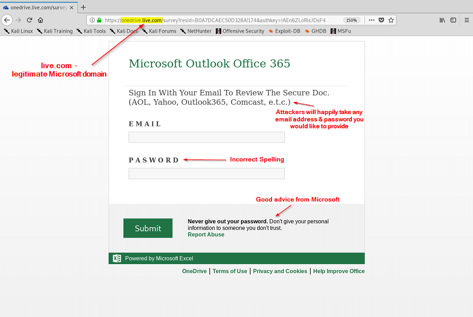 Phishing Site - Hosted on Microsoft
