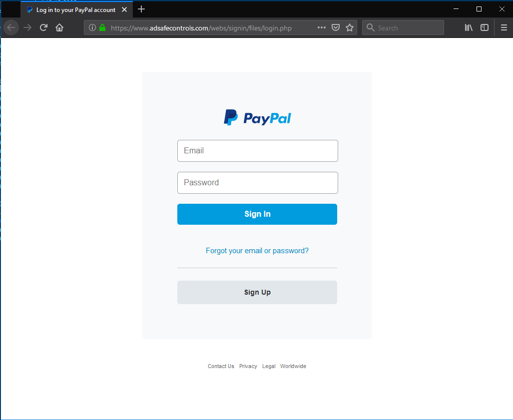 PayPal Phishing Sample #3